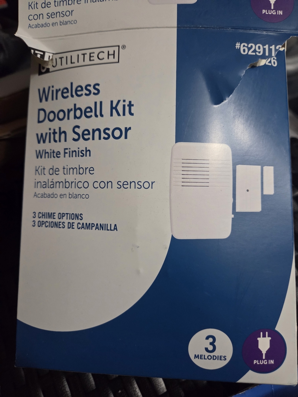 Utilitech #6291126 wireless doorbell kit, 3 melodies White